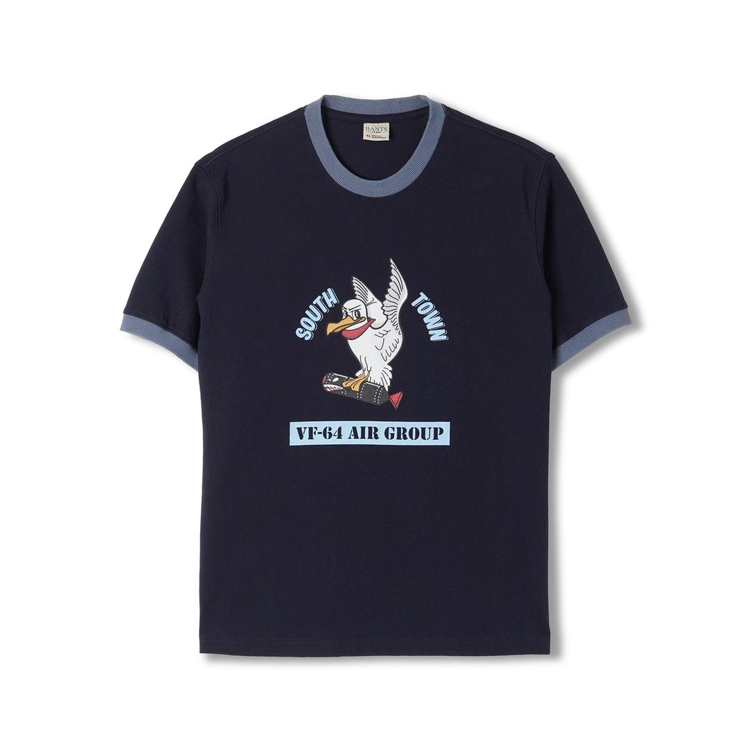 BANTS BTB Cotton Round Neck Ringer T-shirt Half Flying Seagull - Navy