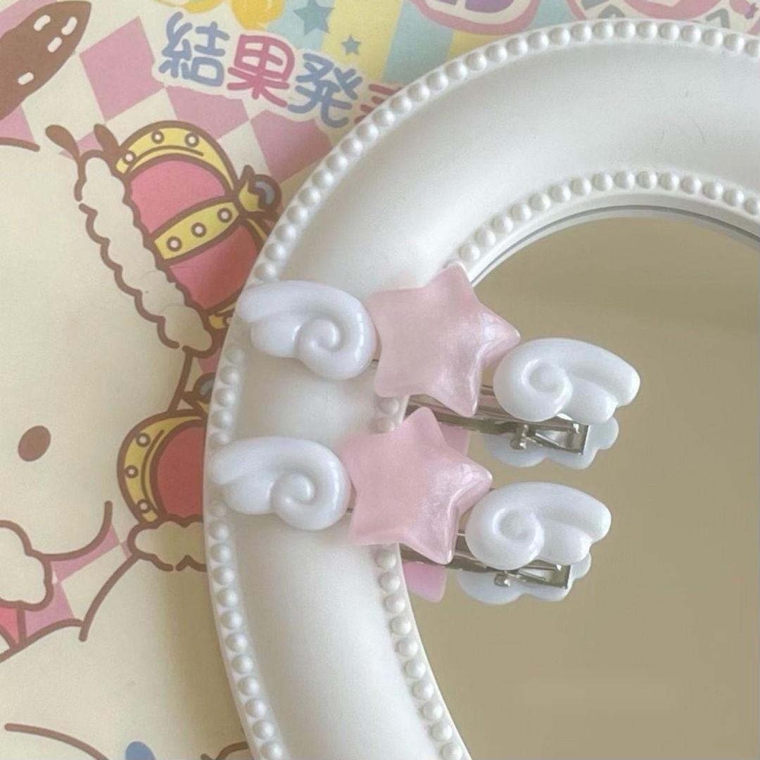 Chic 2 Pieces Star Angel Wings Hair Clips Set - 2 pieces of pink