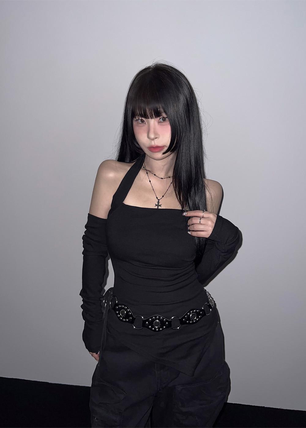 LEQUEZ HOLTER UNBALANCED SLEEVELESS BOLERO SET 2color / 르케즈 홀터 언발 나시 볼레로 세트