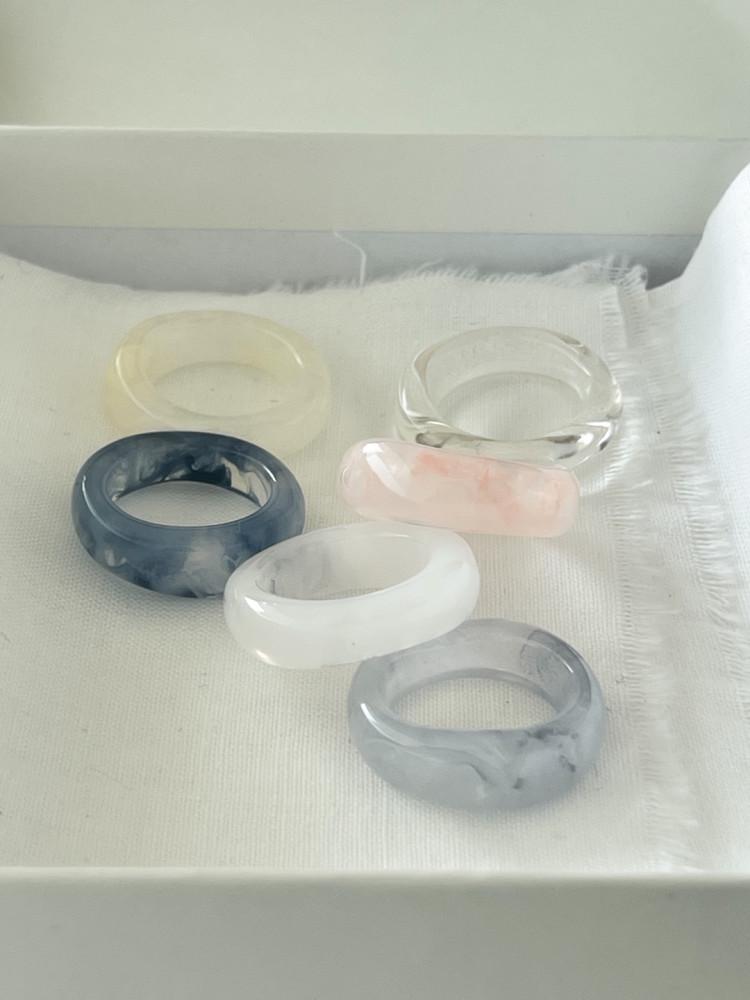 [바이노] 클라우드 마블 호마이카링_6color / 마블반지 / 아크릴반지 / 호마이카 반지