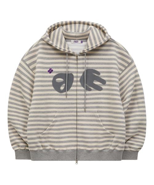 에일리언 후드 집업 스트라이프 그레이