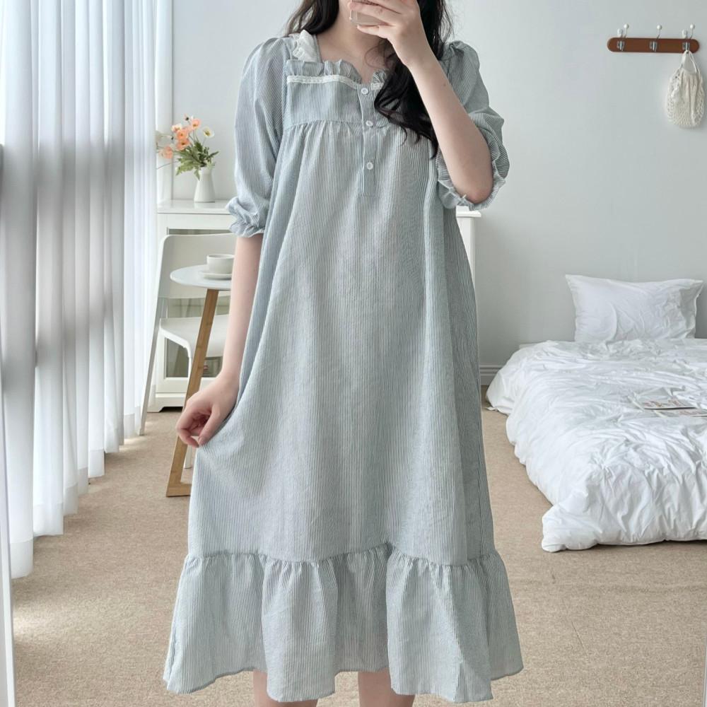 빅사이즈 원피스 잠옷 제인 파자마 임산부 수유 홈웨어 여름 지지미