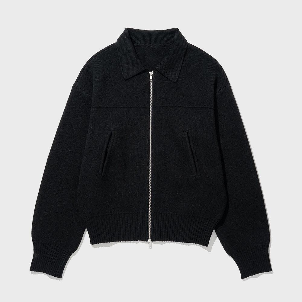 자카드 니트 블루종 [블랙]