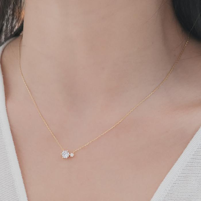 j034 ora cubic necklace (2color / silver 925)