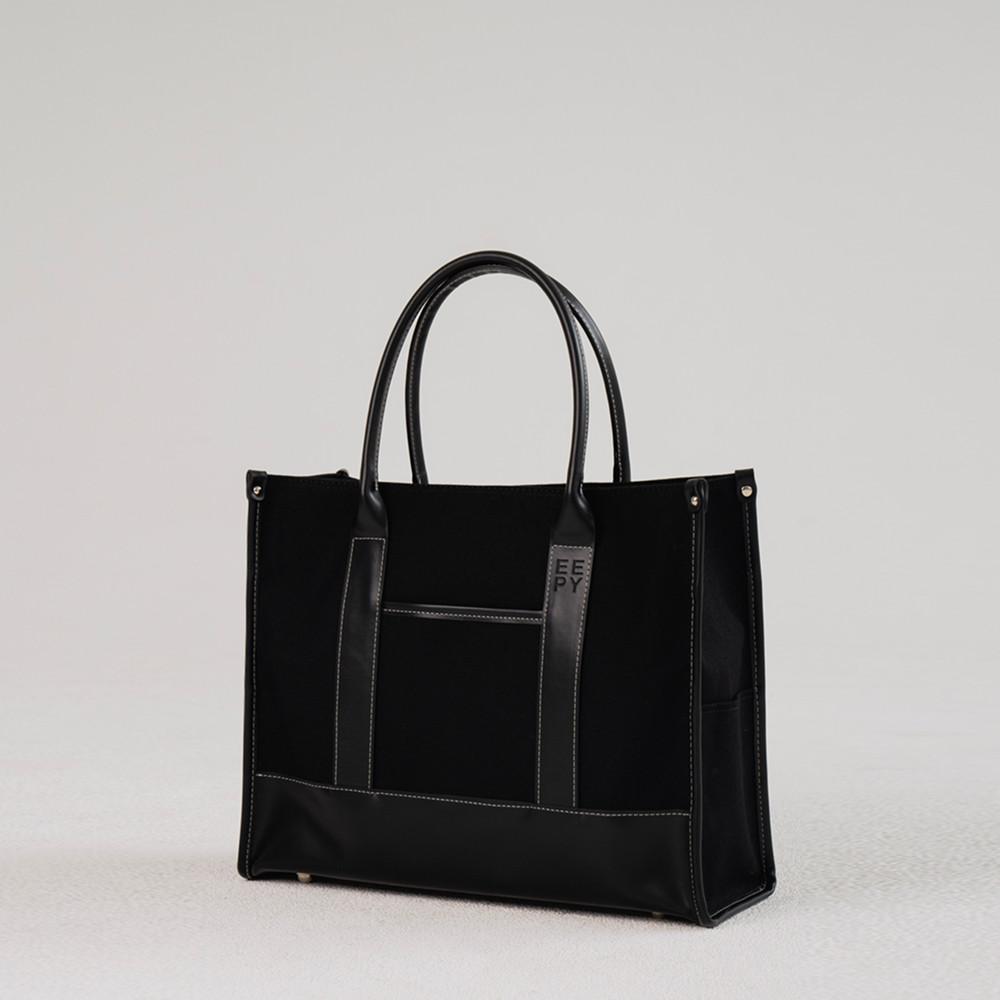 이피 아이브백 L 올블랙 사각 캔버스 토트백