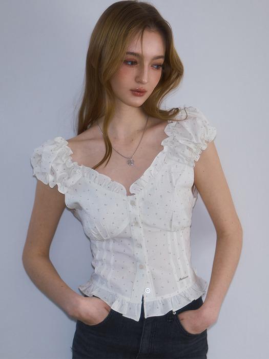 Frill Shirring Sleeveless [Flower]