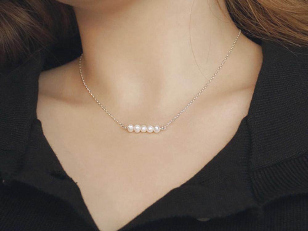 담수 진주 은 목걸이 못난이 진주