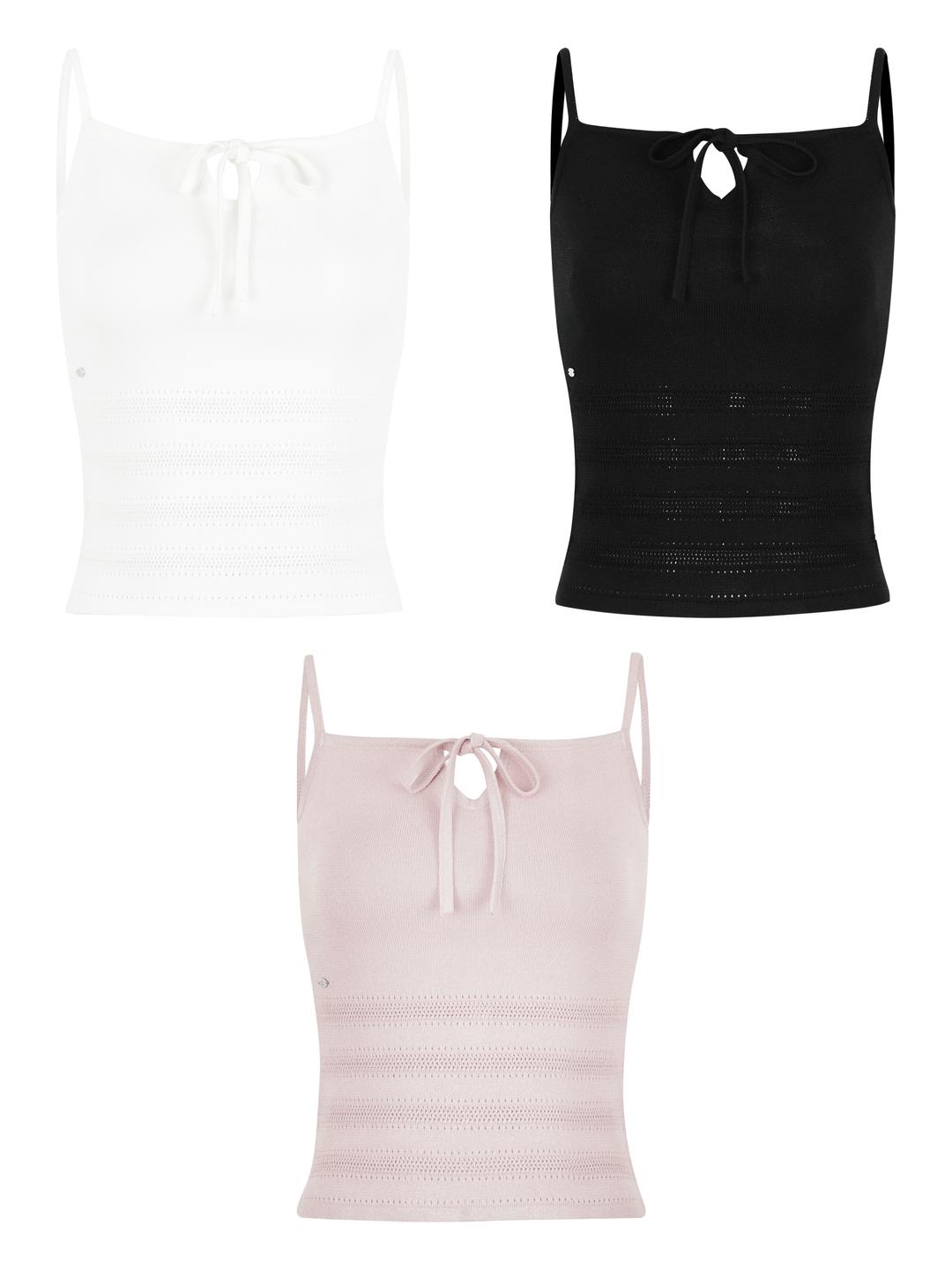 Ribbon Punching Knit Sleeveless