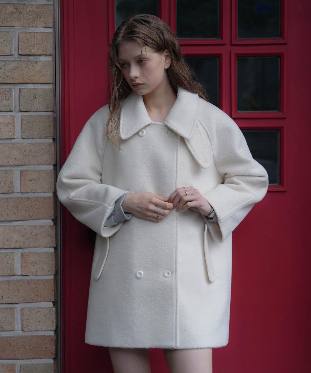 [12/5 예약발송] Wool Double Half Coat [Ivory]