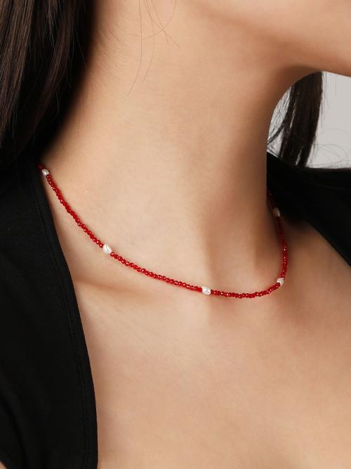 Glass Necklace deep red