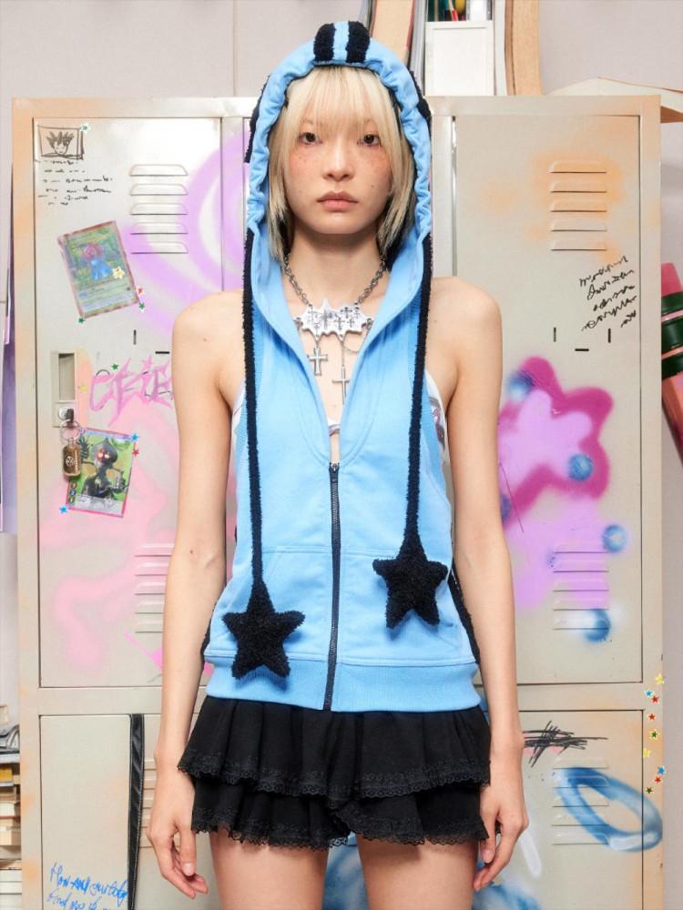 CFIERCE 씨피어스 블루 스타 탑 후드조끼  BLUE STAR TOP