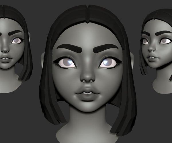 ArtStation - Stylized Girl Head Model Base and Highpoly | Resources