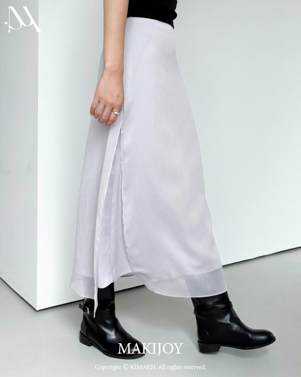 [MADE] 디에 쉬폰 레이어드 롱 스커트 [lavender grey] *당일발송