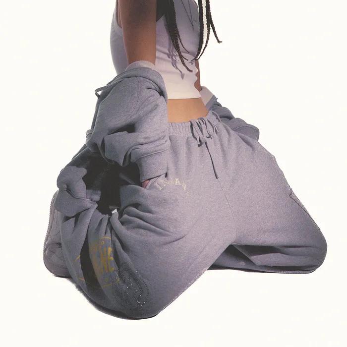 INSANE RHINESTONE SWEAT PANTS_MELANGE GREY