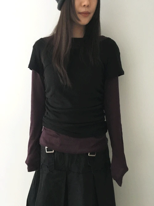 팝팝 배색 레이어드 긴팔티 (4colors)