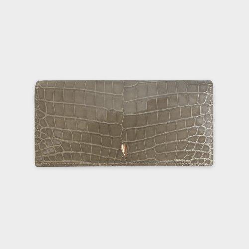 18K ROSE GOLD 크로커다일 악어 가죽 장지갑(Beaver Color)