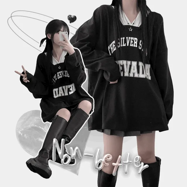 [원피스OK/마름핏] Universe Casual V-Neck Sweatshirt Dress [ 유니버스 캐주얼 브이넥 오버핏 맨투맨 원피스 ]