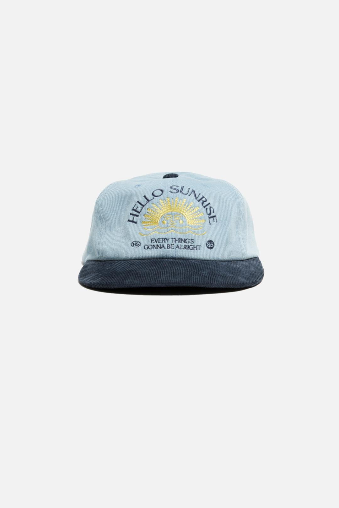 HELLO SUNRISE Corduroy HS Arch Logo Cap "Sky Blue / Navy\" 헬로 선라이즈 코듀로이 HS 아치 로고 캡 \"스카이 블루 / 네이비\"