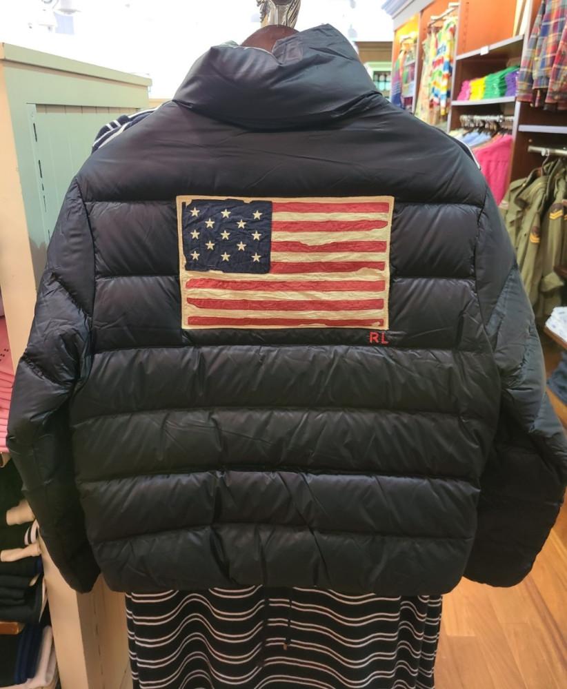 [미국아울렛] 폴로 랄프로렌 여성 오리털 백 성조기 패치 숏 패딩