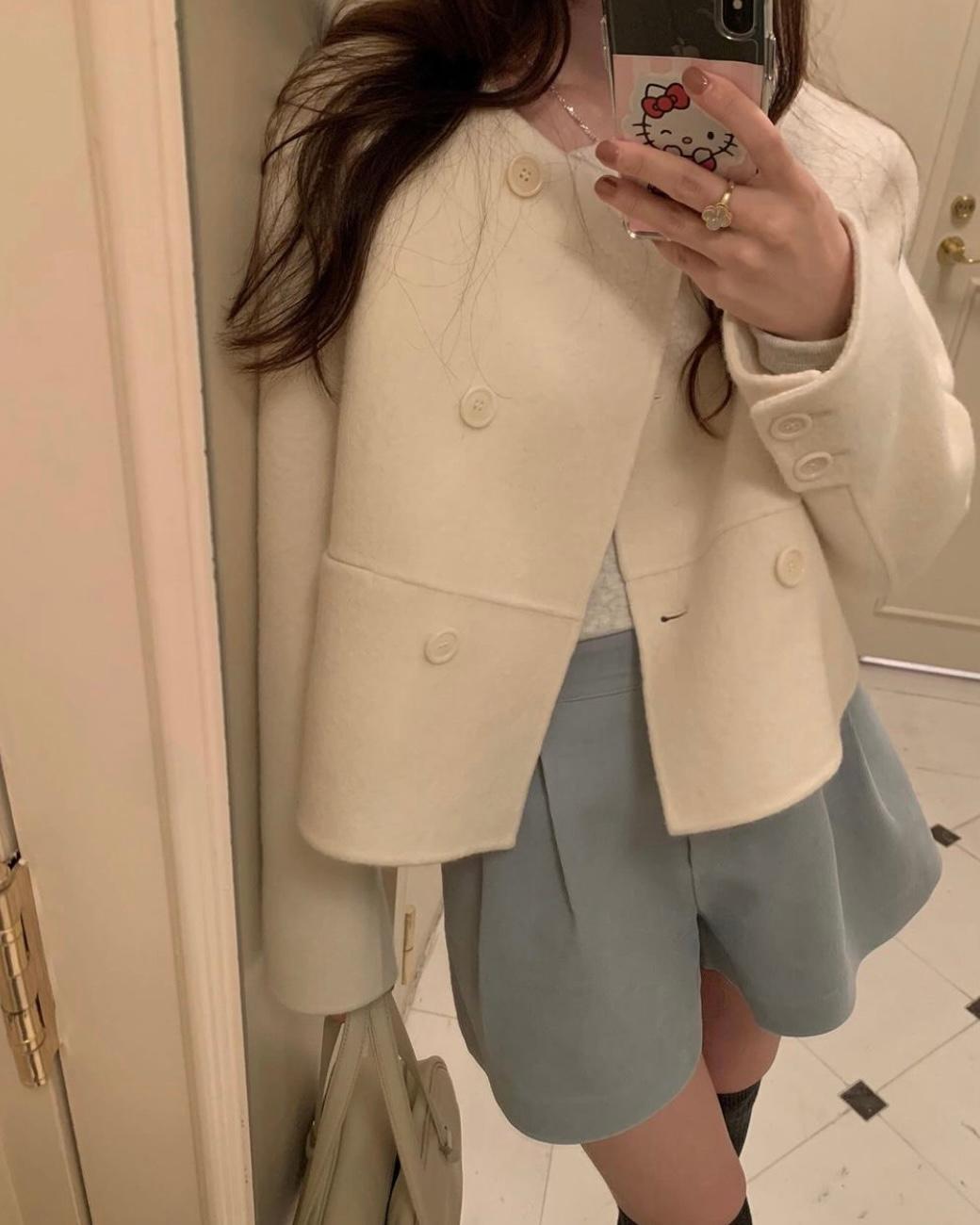 할시온 그레이당일 pyt 프리티영띵 미니 숏 더블 핸드메이드 코트