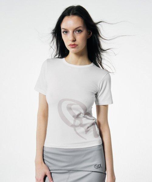 Oblique Logo Crop Top White