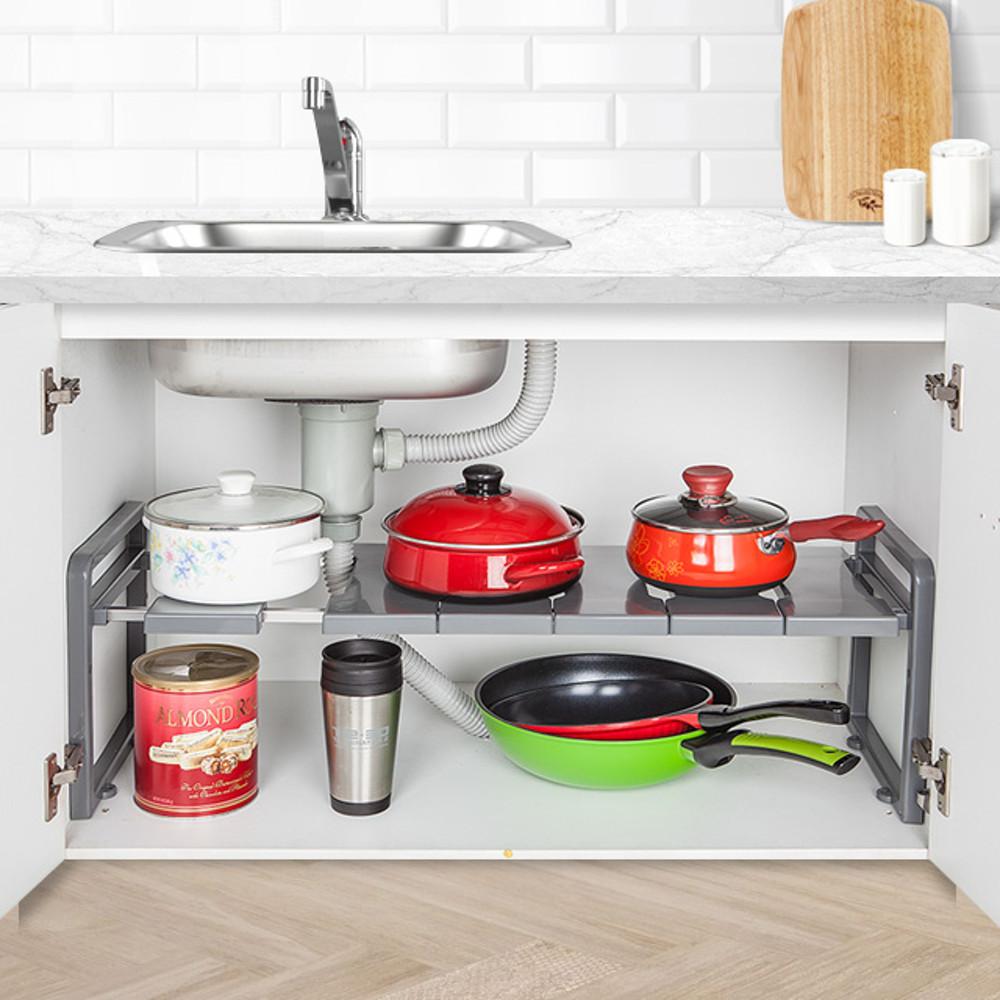 씽크인선반 길이조절 싱크대그릇 정리 수납 걸이 접시 하부장 냄비