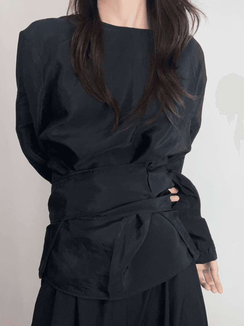 wrap silky blouse (2colors)