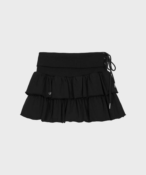 Ruffle Jersey Skirt (Black)