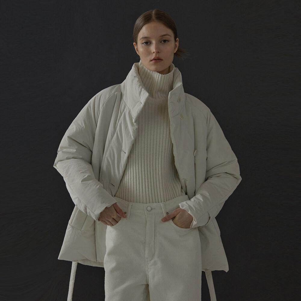 High neck half padding coat (ivory)