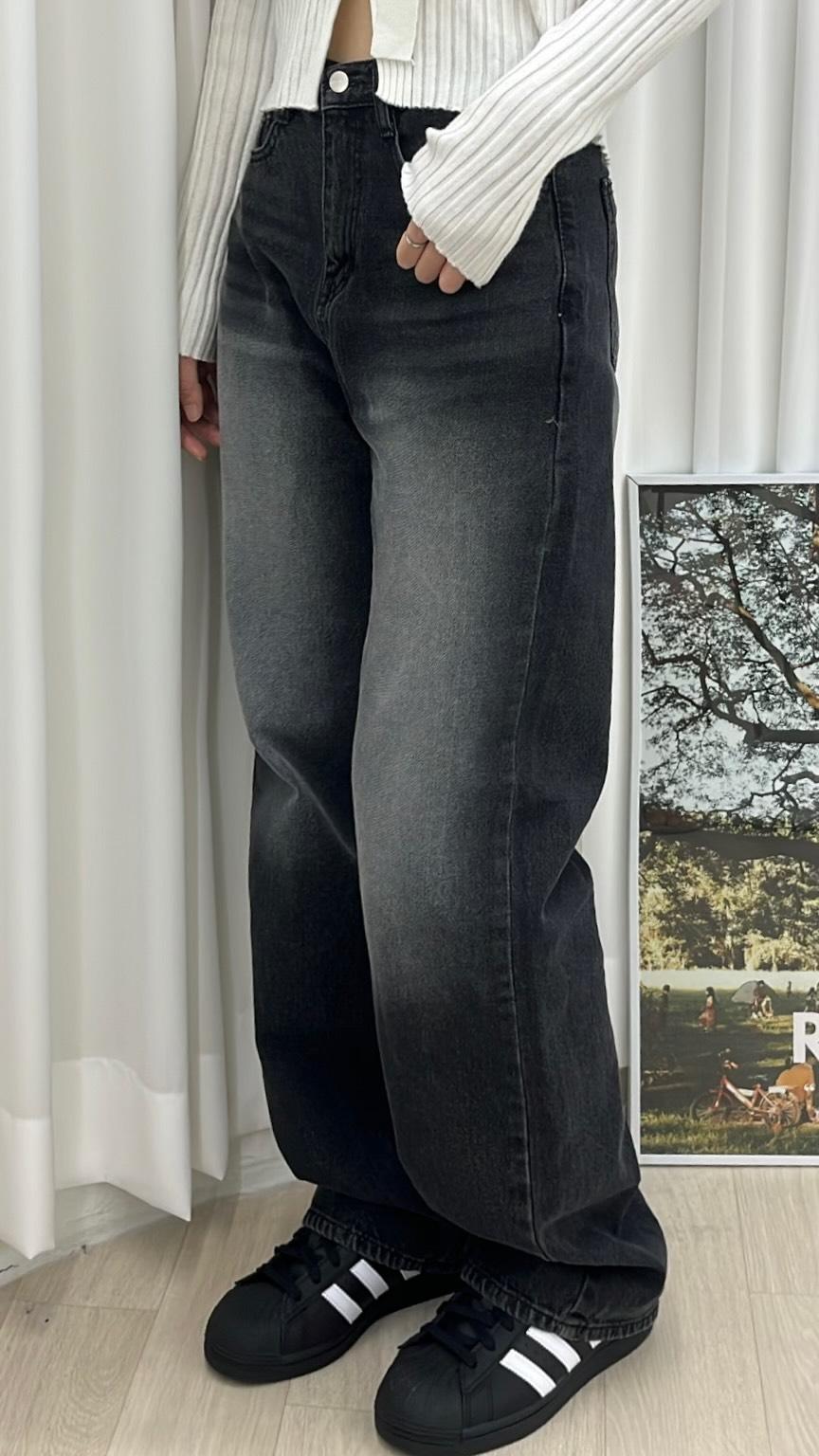 블랙 워싱 와이드진(워싱 와이드팬츠)