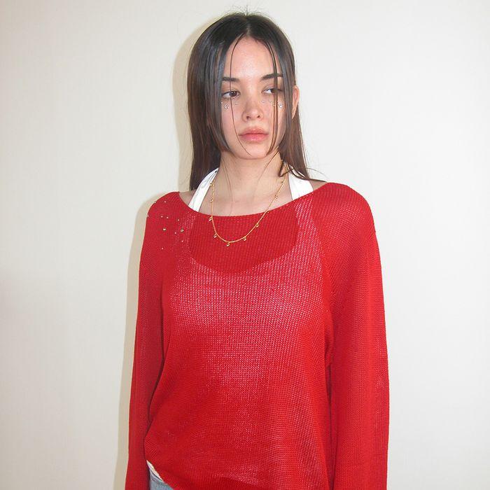 STUDDED COVER SLEEVE, RED