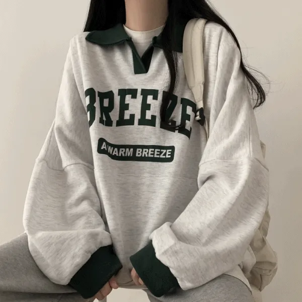 브리즈 배색카라 루즈핏 맨투맨 [3color]