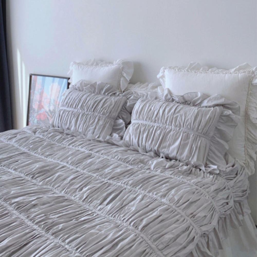 BE MY SWEET DREAM BEDDING (WARM GREY) / 80수 고급 로맨틱 레이스 주름 이불 세트 / 비마이셀프 BE MY SELF