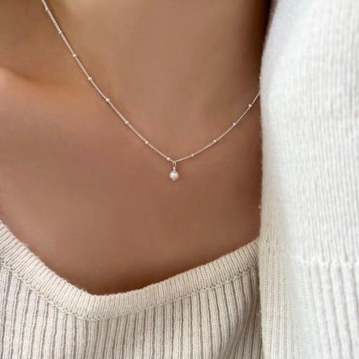 [실버925]도트 체인 미니 담수진주 목걸이