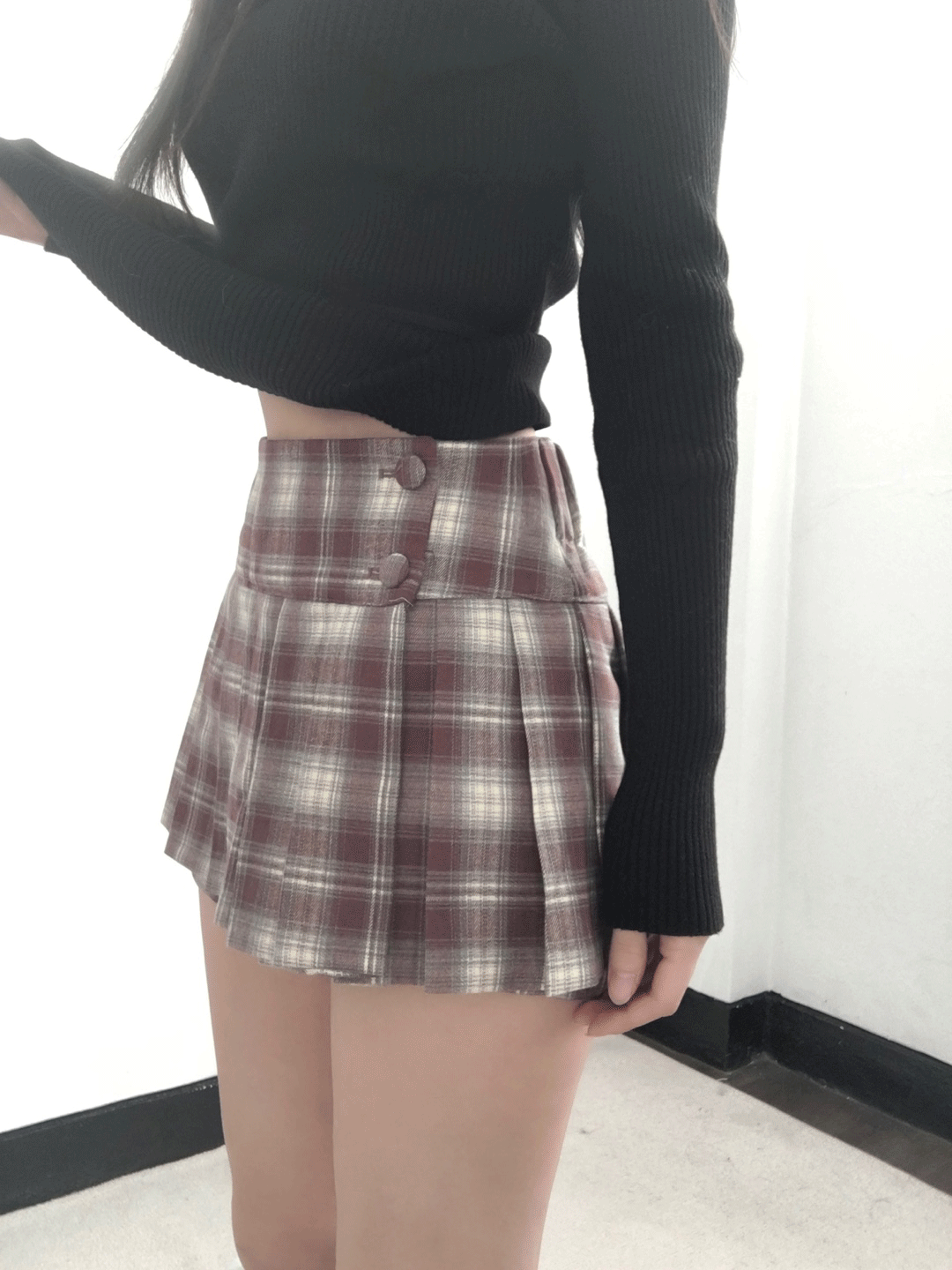 button pants skirt (Pink. Brown)