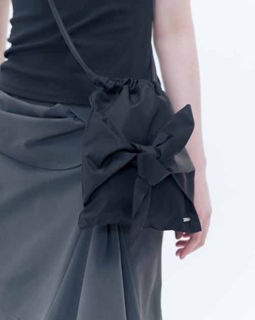 Tie-up mini drawstring bag BLACK