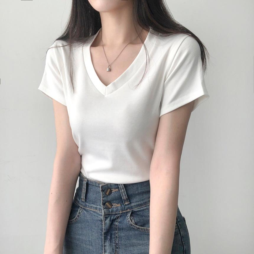 리리의감각 [브이넥버젼/1+1할인] 부드러움, 사계절 이너티로 필수! 반팔 티셔츠