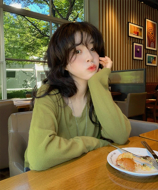 [문의폭주🫒] 소이드 캐시미어 레이스 브이넥 니트  루즈핏 올리브 니트 울 가을 간절기 스웨터