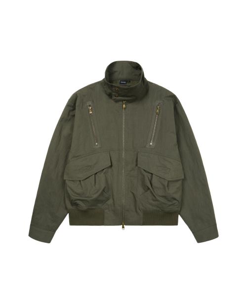 Zippered High Neck Jacket (Khaki)