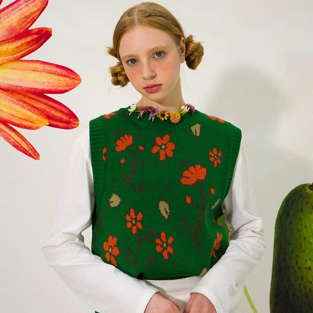★MAINBOOTH★Flower Garden Vest(CLOVER)★正規品/韓国直送料込 메인부스 Flower Garden Vest(CLOVER) - 위시버킷