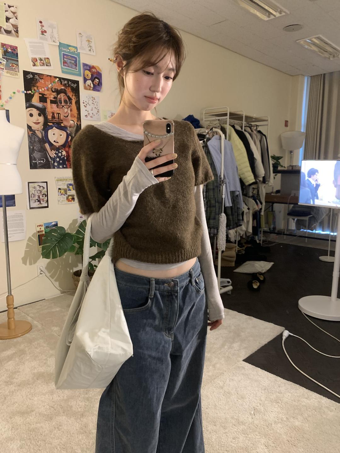 u-neck slim layered long sleeve