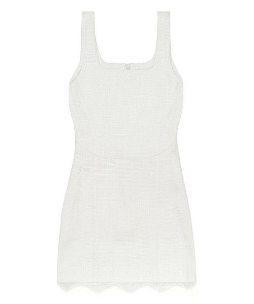 LACE TWEED MINI DRESS IVORY