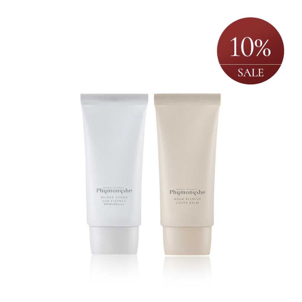 [세트]피몽쉐 썬크림 마일더 하이드로 썬 에센스 50ml+아쿠아 블레미쉬 커버 밤 50ml