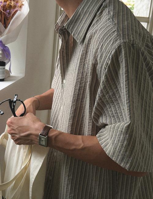 우드 시어서커 반팔셔츠(3color)