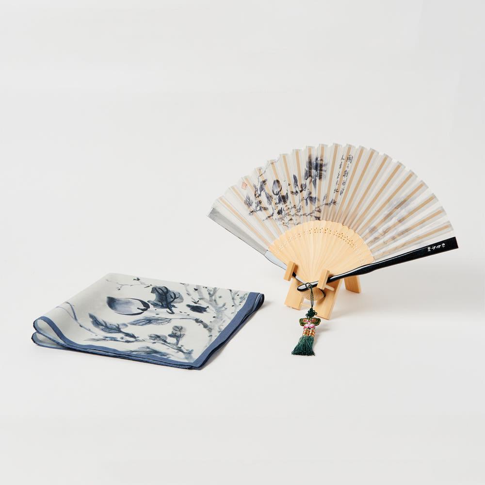 묵모란 실크 부채 세트, 하늘누에
