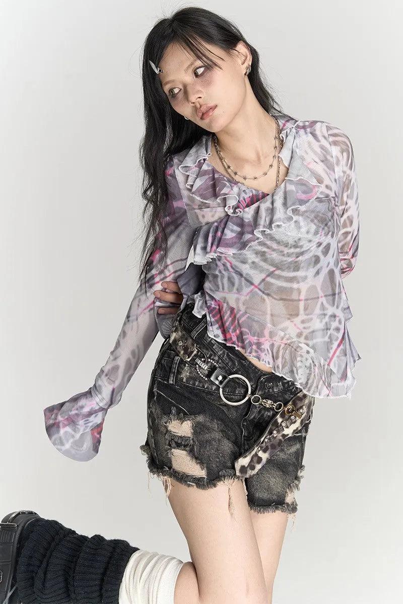 Ruffle Sleeve Top - One size