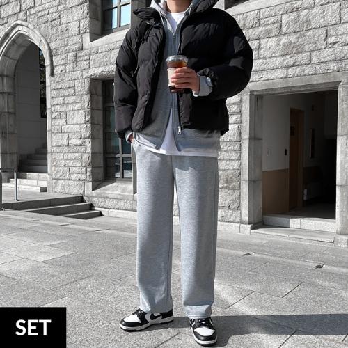 [1+1+1] 숏패딩+후드집업+와이드팬츠(3개다드려요)