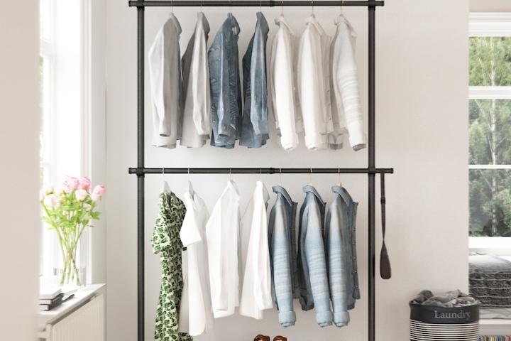 [8%쿠폰][오늘의딜]특허받은 고정식 튼튼한행거 2단 M 2colors