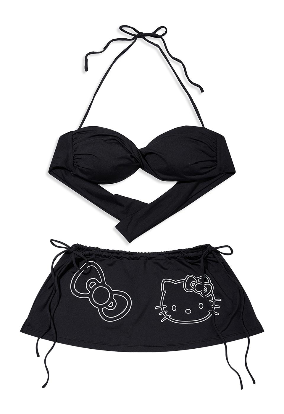 HELLO KITTY X YY BIKINI 3 PIECE SET, BLACK