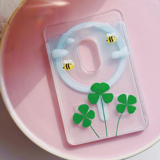 "여름" 네잎클로버 압화 맥세이프 카드 홀더 슬롯 지갑